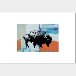 American Bison Stamp Art Painting Desert Posters and Art